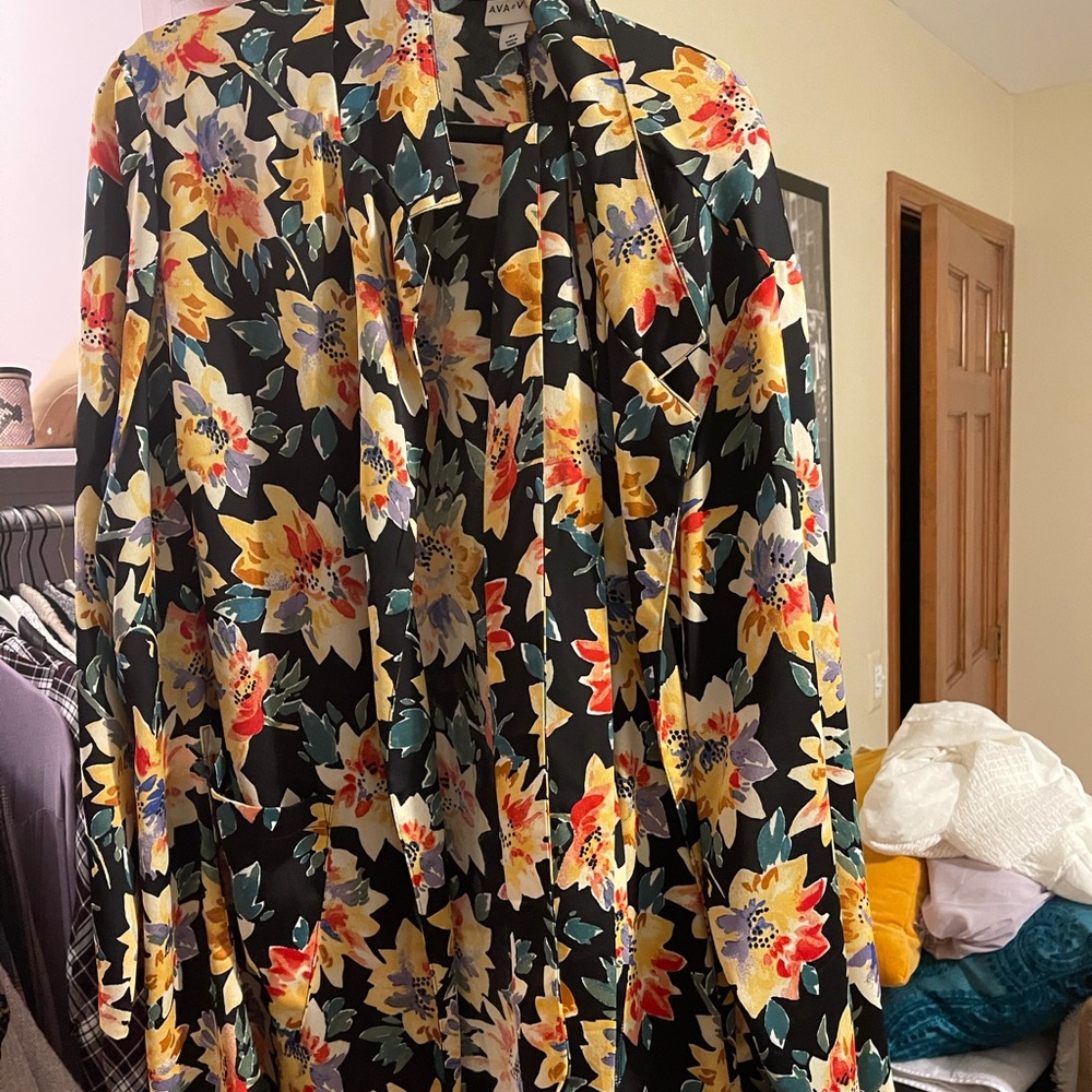 Floral Open Front Blouse